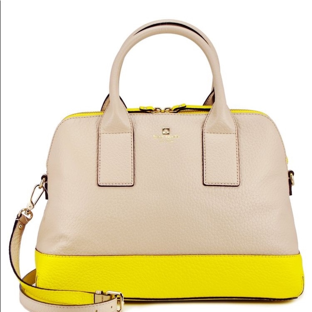 Kate Spade Yellow Tan Leather Crossbody Handbag